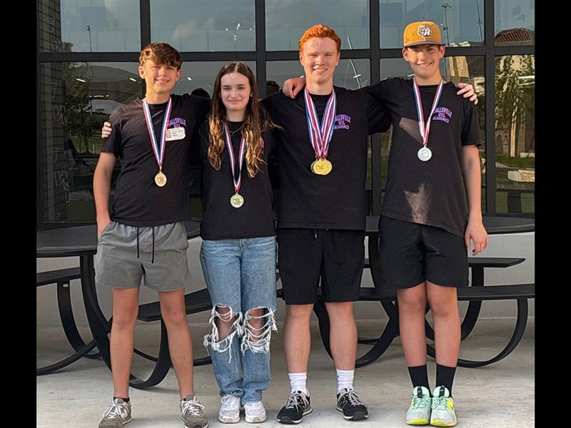 Number Sense Regional Champions (from left): Hunter Hines, Emma Davis, Brennen Ashley, Chandler Emerine